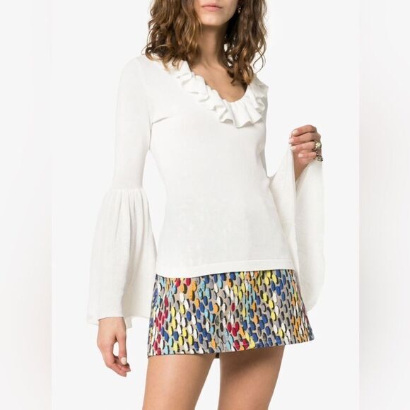 NWT * STAUD Goldbar‎ Ruffle Detail Cotton Top size Large - Picture 1 of 12